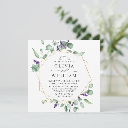 Moderne Eucalyptus Geometric Lijst ENGAGTY Kaart (Staand voorkant)