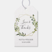 Moderne Eucalyptus Geometric Lijst Floral Wedding Cadeaulabel (Voorkant)