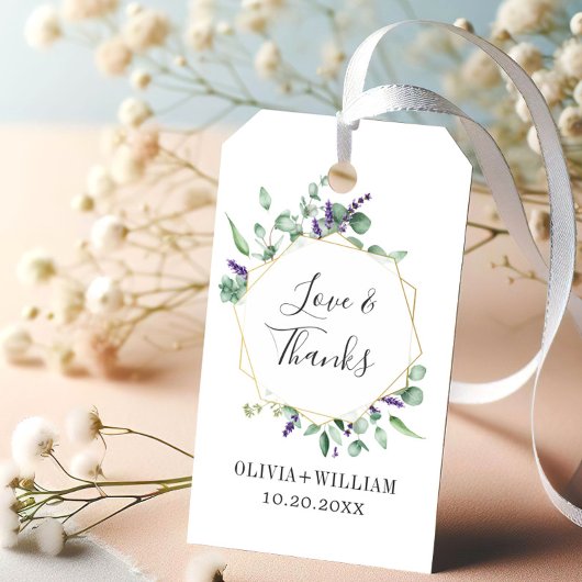 Moderne Eucalyptus Geometric Lijst Floral Wedding Cadeaulabel