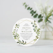 Moderne Eucalyptus Geometric Lijst Floral Wedding Kaart (Staand voorkant)