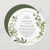 Moderne Eucalyptus Geometric Lijst Floral Wedding Kaart (Voorkant / Achterkant)