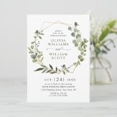 Moderne Eucalyptus Geometric Lijst REHEARSAL DINNE Kaart (Staand voorkant)