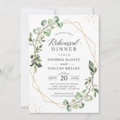 Moderne Eucalyptus Geometric Rehearsal Dinner Kaart (Voorkant)