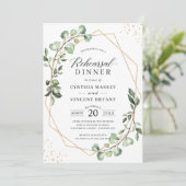 Moderne Eucalyptus Geometric Rehearsal Dinner Kaart (Staand voorkant)