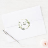 Moderne Eucalyptus Geometrisch Kader MONOGRAM Ronde Sticker (Envelop)