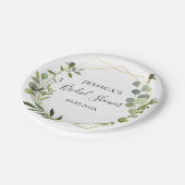 Moderne Eucalyptus Geometrische Frame Bruiloftsdou Papieren Bordje (Gekanteld)