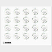 Moderne Eucalyptus Geometrische Frame Bruiloftssho Ronde Sticker (Vel)