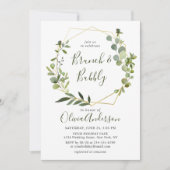 Moderne Eucalyptus Geometrische Frame Brunch & Bub Kaart (Voorkant)