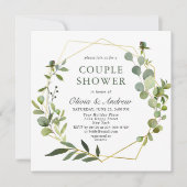 Moderne Eucalyptus Geometrische Frame COUPLE DOUCH Kaart (Voorkant)
