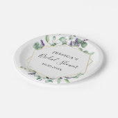 Moderne Eucalyptus Geometrische Lijst Bruidsdouche Papieren Bordje (Gekanteld)