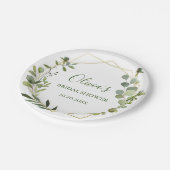 Moderne Eucalyptus Geometrische Lijst Bruidsmeisje Papieren Bordje (Gekanteld)