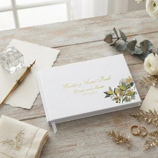 Moderne Eucalyptus Goud Folie Botanische Waterverf Gastenboek
