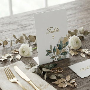 Moderne Eucalyptus Goud Folie Botanische Waterverf Reclamebord Met Voetstuk