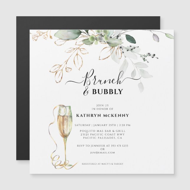 Moderne Eucalyptus Gouden Calligrafie Bruidsdiner (Voorkant / Achterkant)