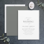 Moderne Eucalyptus Green Calligraphy Wedding Kaart<br><div class="desc">Deze eenvoudige, minimalistische eucalyptusgroene en witte typografische bruiloft is zeer stijlvol, elegant en modern en kenmerkt 'The Wedding Of' in moderne kalligrafie en Serif-tekst als de belangrijkste ontwerpfunctie. Het is gebaseerd op onze beste vrijgezellenfeest-uitnodiging. De achterkant van de kaart is voorzien van een eucalyptusgroene structuur. De ontwerper van het contact...</div>