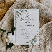 moderne eucalyptus green lijst - huwelijksuitnodig kaart