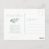 Moderne Eucalyptus Green Waterverf Virtual Shower Briefkaart (Achterkant)