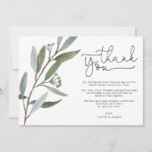 Moderne Eucalyptus Greenery bruiloft Dank u kaart (Voorkant)