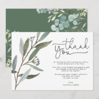 Moderne Eucalyptus Greenery bruiloft Dank u kaart