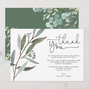 Moderne Eucalyptus Greenery bruiloft Dank u kaart