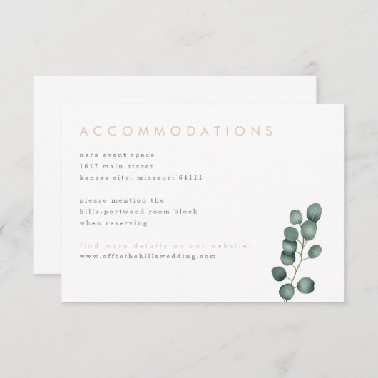 Moderne Eucalyptus Greenery — Details-kaart Informatiekaartje (Voorkant / Achterkant)