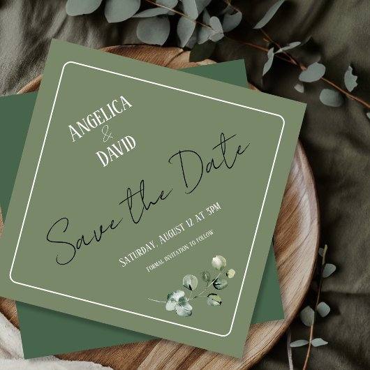 Moderne Eucalyptus Greenery Save the Date Flat Kaa