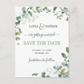 Moderne Eucalyptus Greenery slaat de datum op Briefkaart (Voorkant)