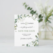Moderne Eucalyptus Greenery slaat de datum op Briefkaart (Staand voorkant)