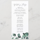 Moderne eucalyptus groen bruiloft ceremonie programmakaart (Achterkant)