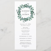 Moderne eucalyptus groen bruiloft ceremonie programmakaart (Voorkant)