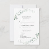 Moderne eucalyptus groen elegante tuin bruiloft RSVP kaartje (Voorkant)
