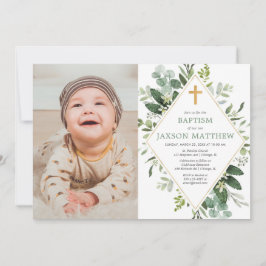 Moderne eucalyptus groen goud doop foto kaart