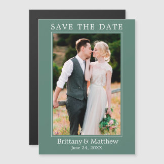 Moderne Eucalyptus Groen Magnetisch Save the Date