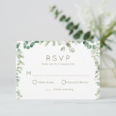 moderne eucalyptus groen RSVP kaart (Staand voorkant)