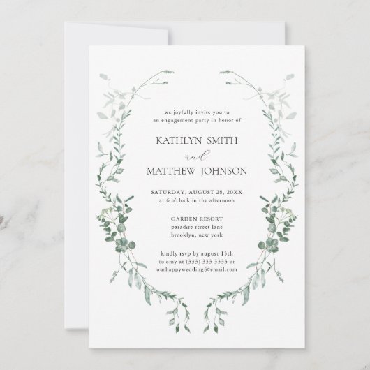 Moderne Eucalyptus groen tuin verlovingsfeest Kaart (Voorkant)