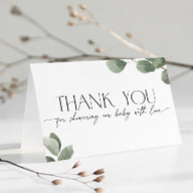Moderne Eucalyptus Groene Baby Shower Dank Je