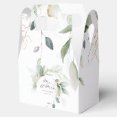 Moderne Eucalyptus Groene Goud Mr. & Mrs. Geschenk Bedankdoosjes (Geopend)