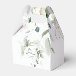 Moderne Eucalyptus Groene Goud Mr. & Mrs. Geschenk Bedankdoosjes