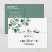 Moderne Eucalyptus Groene Huwelijk Aankondigingskaart (Voorkant / Achterkant)