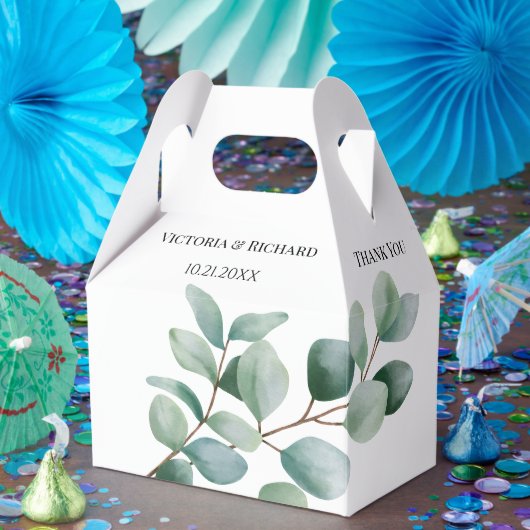 Moderne Eucalyptus Groene Huwelijk Bedankdoosjes (Feest)