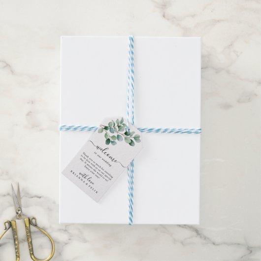 Moderne Eucalyptus Groene Huwelijk Cadeaulabel (Met Touw)