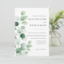 Moderne Eucalyptus Groene Huwelijk Kaart