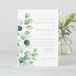 Moderne Eucalyptus Groene Huwelijk Kaart