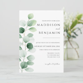 Moderne Eucalyptus Groene Huwelijk Kaart