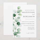 Moderne Eucalyptus Groene Huwelijk Kaart (Voorkant / Achterkant)