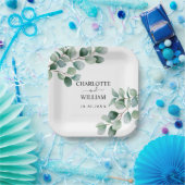 Moderne Eucalyptus Groene Huwelijk Papieren Bordje (Feest)