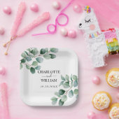 Moderne Eucalyptus Groene Huwelijk Papieren Bordje (Feest)