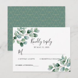 Moderne Eucalyptus Groene Huwelijk RSVP Kaartje