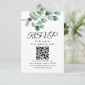 Moderne Eucalyptus Groene Huwelijk RSVP Kaartje (Staand voorkant)