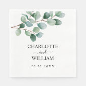 Moderne Eucalyptus Groene Huwelijk Servet (Voorkant)